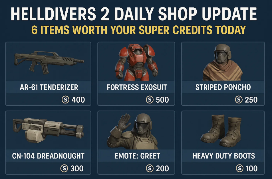 Helldivers 2 Daily Shop Update: 6 Items Worth Your Super Credits Today